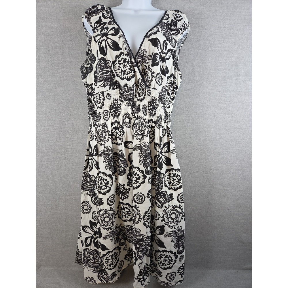 Speed Control NY Midi Sun Dress Size 1X Black White Floral Whimsigoth Lined Boho